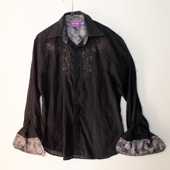 Rock and Roll Religion Other - Jimi Hendrix Collectible Men's Shirt Long Sleeve Black and Silver